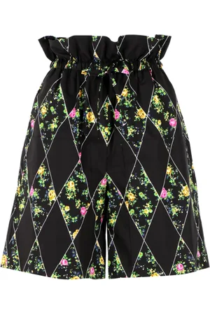 Msgm Femme, Shorts, Noir, Taille: 36 FR Shorts Taille Haute à Imprimé Floral