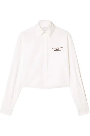 OFF-WHITE Femme, Blouses et Chemises, Blanc, Taille: 40 FR Chemise Boutonnée Blanche Style Court