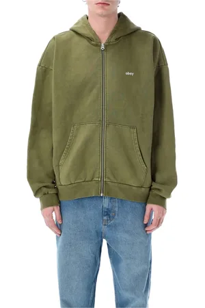 Obey Homme, Sweatshirts et sweats à capuche, Vert, Taille: S Sweat à capuche zippé élégant en couleur pigment