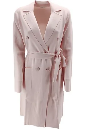 P.A.R.O.S.H. Femme, Manteaux, Rose, Taille: 36 FR Manteau Rose Croisé Ceinturé