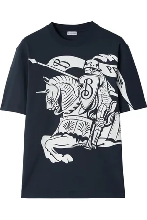 Burberry Homme, Tops, Bleu, Taille: L EKD Logo T-shirt en coton à manches courtes