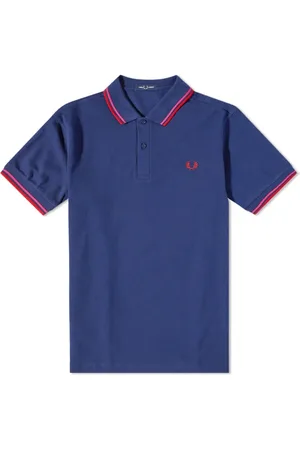 Fred Perry Homme, Tops, Bleu, Taille: M Polo Slim Fit à Double Liseré