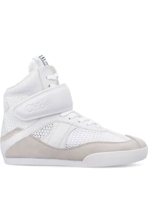 Chloé Femme, Chaussures, Blanc, Taille: 38 EU Baskets Montante avec Maille et Daim