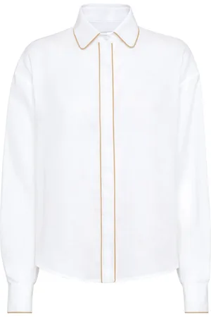 MVP Wardrobe Femme, Blouses et Chemises, Blanc, Taille: 36 FR Chemise Blanche en Lin Oversize