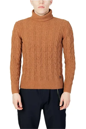 GIANNI LUPO Homme, Pulls, Brun, Taille: XS Pull à col roulé marron pour homme