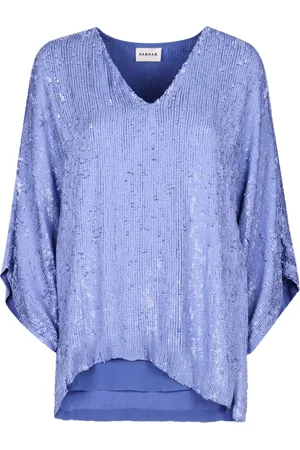 P.A.R.O.S.H. Femme, Blouses et Chemises, Violet, Taille: 40 FR Blouse à Sequins avec Ourlet Asymétrique