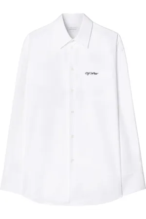 OFF-WHITE Homme, Chemises, Blanc, Taille: M Chemise Blanche en Coton avec Logo Brodé