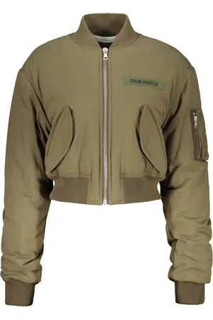 Palm Angels Femme, Vestes, Vert, Taille: 38 FR Blouson Bomber Rembourré à Col Côtelé