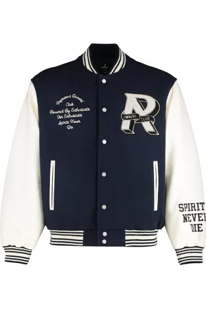 Represent Homme, Vestes, Bleu, Taille: S Bomber en Laine avec Similicuir