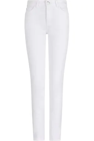 Emporio Armani Femme, Jeans, Blanc, Taille: W28 Jean Skinny Blanc avec Plaque Aigle