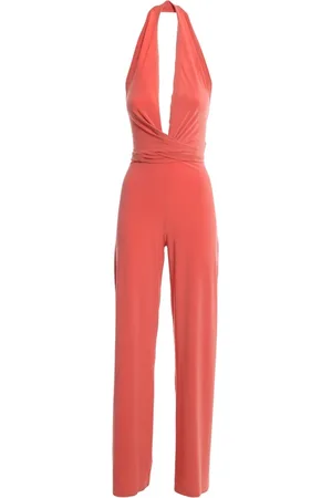 Norma Kamali Femme, Combinaisons et Ensembles, Rouge, Taille: 36 FR Combinaison Droite à Encolure Halter et Effet Cache-Cœur