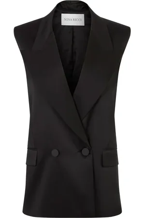 Nina Ricci Femme, Vestes, Noir, Taille: 48 FR Veste Sans Manches Croisée