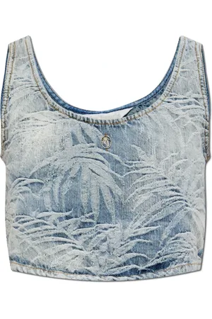 Palm Angels Femme, Tops, Bleu, Taille: 42 FR Short en denim