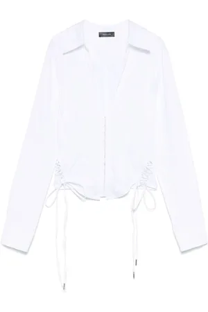 MUGLER Femme, Blouses et Chemises, Blanc, Taille: 40 FR Chemise à col en V lacée