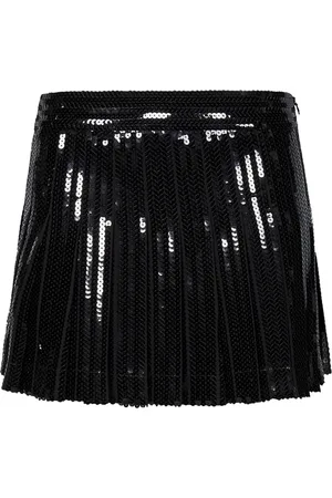 P.A.R.O.S.H. Femme, Jupes, Noir, Taille: 40 FR Jupe Courte Noire à Sequins Brodés