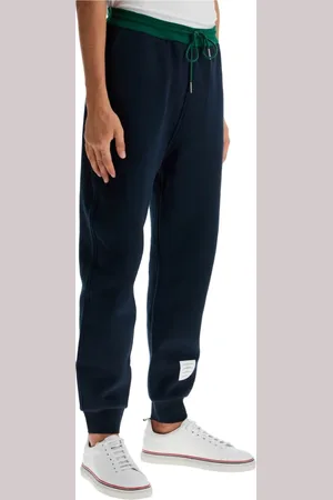 Thom Browne Homme, Pantalons, Bleu, Taille: S Color Block Fleece Joggers