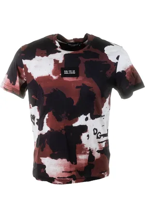 Dolce & Gabbana Homme, Tops, Multicolore, Taille: S T-shirt à manches courtes Camouflage DNA