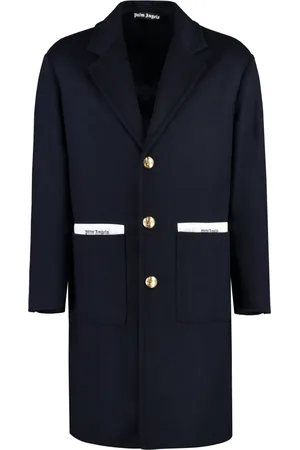 Palm Angels Homme, Manteaux, Bleu, Taille: L Manteau en laine et cachemire à col tailleur