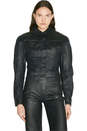 MUGLER Femme, Vestes, Noir, Taille: 34 FR Veste en denim enduit à panneaux