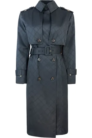 Elisabetta Franchi Femme, Manteaux, Noir, Taille: 40 FR Trench-coat en tissu technique jacquard