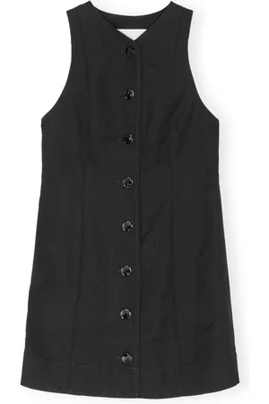 Ganni Femme, Robes, Noir, Taille: 40 FR Mini Robe Noire à Col V
