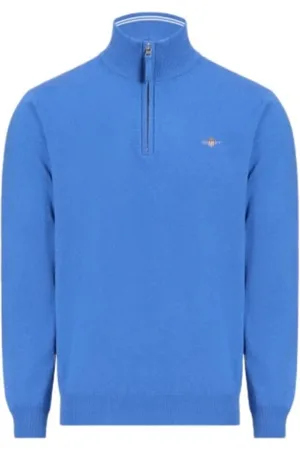 GANT Homme, Pulls, Bleu, Taille: M Pull en laine mérinos extra-fine à demi-zip