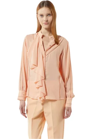 Silvian Heach Femme, Blouses et Chemises, Rose, Taille: 34 FR Blouse en mousseline avec volants et détails perforés