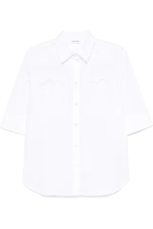 P.A.R.O.S.H. Femme, Blouses et Chemises, Blanc, Taille: 42 FR Chemise Brodé avec Poches de Poitrine