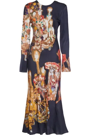 Msgm Femme, Robes, Noir, Taille: 38 FR Robe Longue Imprimée