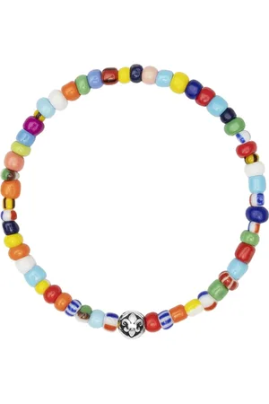 Nialaya Homme, Accessoires, Multicolore, Taille: 2XL Bracelet avec Perles Trifocales Vintage Assorties et Argent
