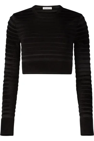 Nina Ricci Femme, Pulls, Noir, Taille: 42 FR Top Court Rayures Tonales