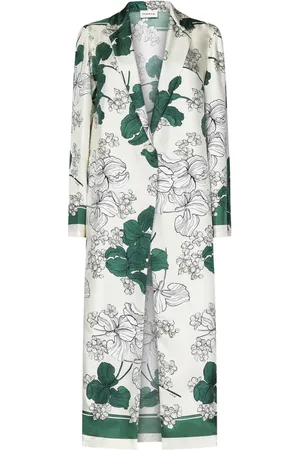 P.A.R.O.S.H. Femme, Manteaux, Multicolore, Taille: 38 FR Veste en soie à imprimé floral vert