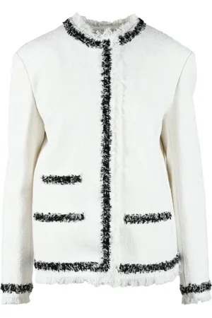 Msgm Femme, Vestes, Blanc, Taille: 34 FR Veste en mélange de coton et fibres métalliques