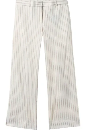 Brooks Brothers Femme, Pantalons, Blanc, Taille: 40 FR Pantalon en lin à rayures