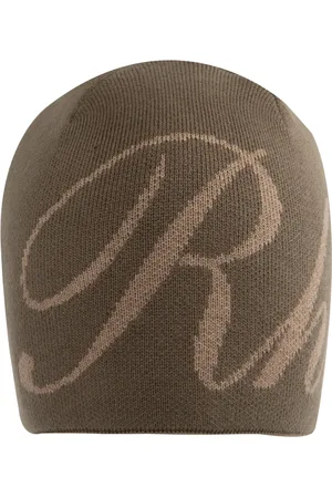 Rhude Homme, Accessoires, Brun, Taille: ONE Size Chapeau marron en laine et cachemire avec logo jacquard