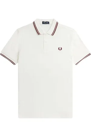Fred Perry Homme, Tops, Blanc, Taille: L Polo Slim Fit à Double Liseré