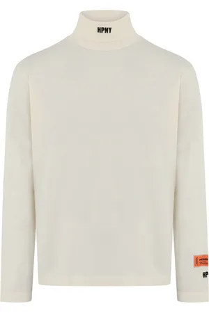 Heron Preston Homme, Tops, Blanc, Taille: S T-shirt à col roulé avec logo brodé
