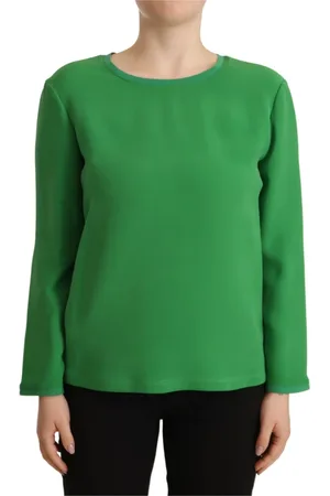 Emporio Armani Femme, Tops, Vert, Taille: 38 FR Pull en Soie à Manches Longues