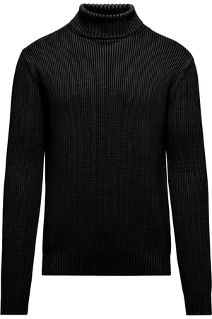 Bomboogie Homme, Pulls, Noir, Taille: 2XL Col roulé en coton teint à froid