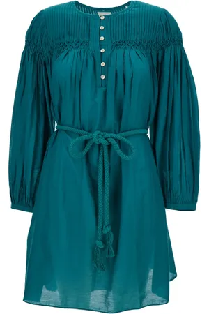Isabel Marant Femme, Robes, Bleu, Taille: 36 FR Robe Mini Bleue Ceinturée en Coton