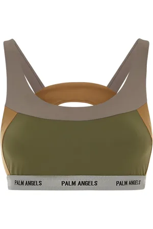 Palm Angels Femme, Sous-vêtements, Gris, Taille: 40 FR Brassière de sport à panneaux militaires