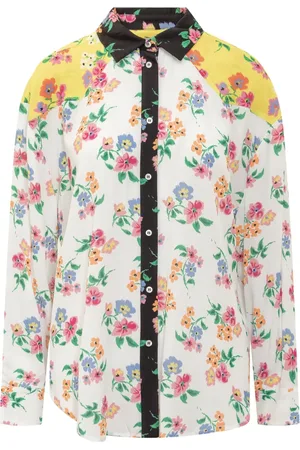 Msgm Femme, Blouses et Chemises, Blanc, Taille: 38 FR Chemise Boutonnée à Manches Longues Florale