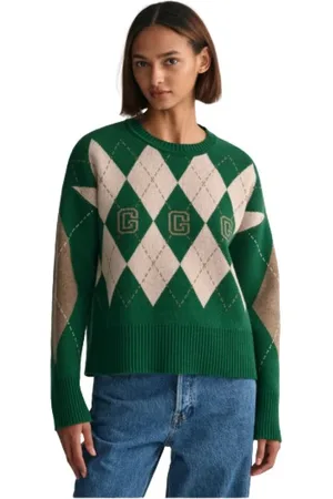 GANT Femme, Pulls, Multicolore, Taille: 40 FR Pull Argyle à Col Rond