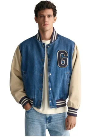 GANT Homme, Vestes, Bleu, Taille: M Veste Bomber Universitaire en Denim