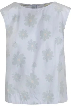 Alessia Santi Femme, Tops, Bleu, Taille: 38 FR Top en Popeline avec Col Rond