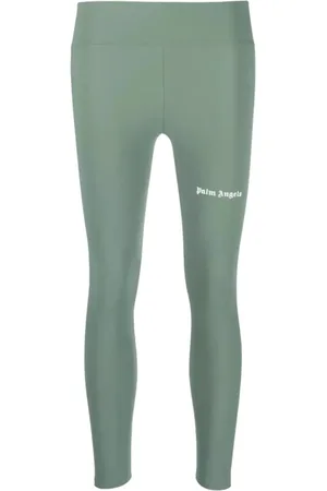 Palm Angels Femme, Pantalons, Vert, Taille: 38 FR Leggings Verts à Bandes Latérales