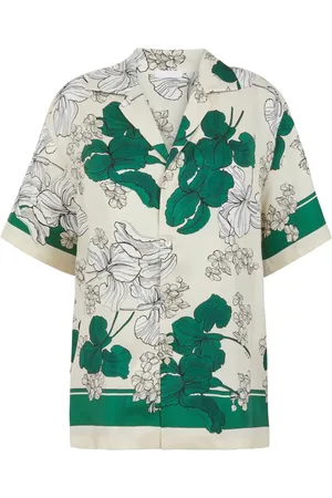 P.A.R.O.S.H. Femme, Blouses et Chemises, Multicolore, Taille: 36 FR Chemise en soie à fleurs vertes