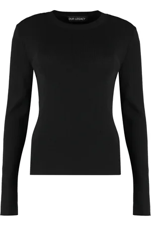 OUR LEGACY Femme, Tops, Noir, Taille: 42 FR T-shirt à Manches Longues en Maille Côtelée