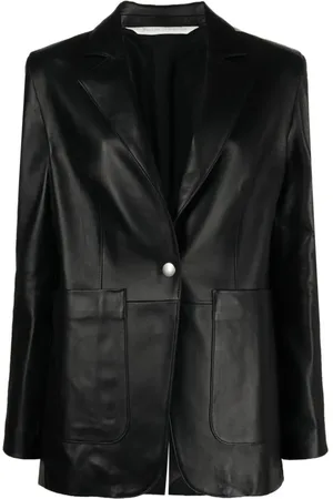 Palm Angels Femme, Vestes, Noir, Taille: 36 FR Blazer Track en Cuir