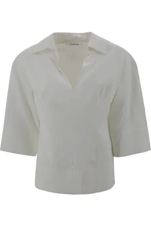 P.A.R.O.S.H. Femme, Blouses et Chemises, , Taille: 36 FR Chemisier en lin mélangé à col en V et fentes